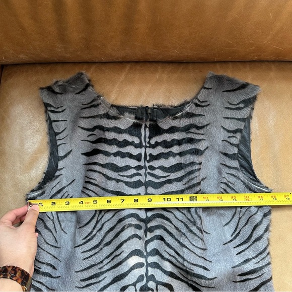 DROMe vintage cowhide Italy fur calf hair cheetah gray mini dress y2k zebra pony - Picture 10 of 15